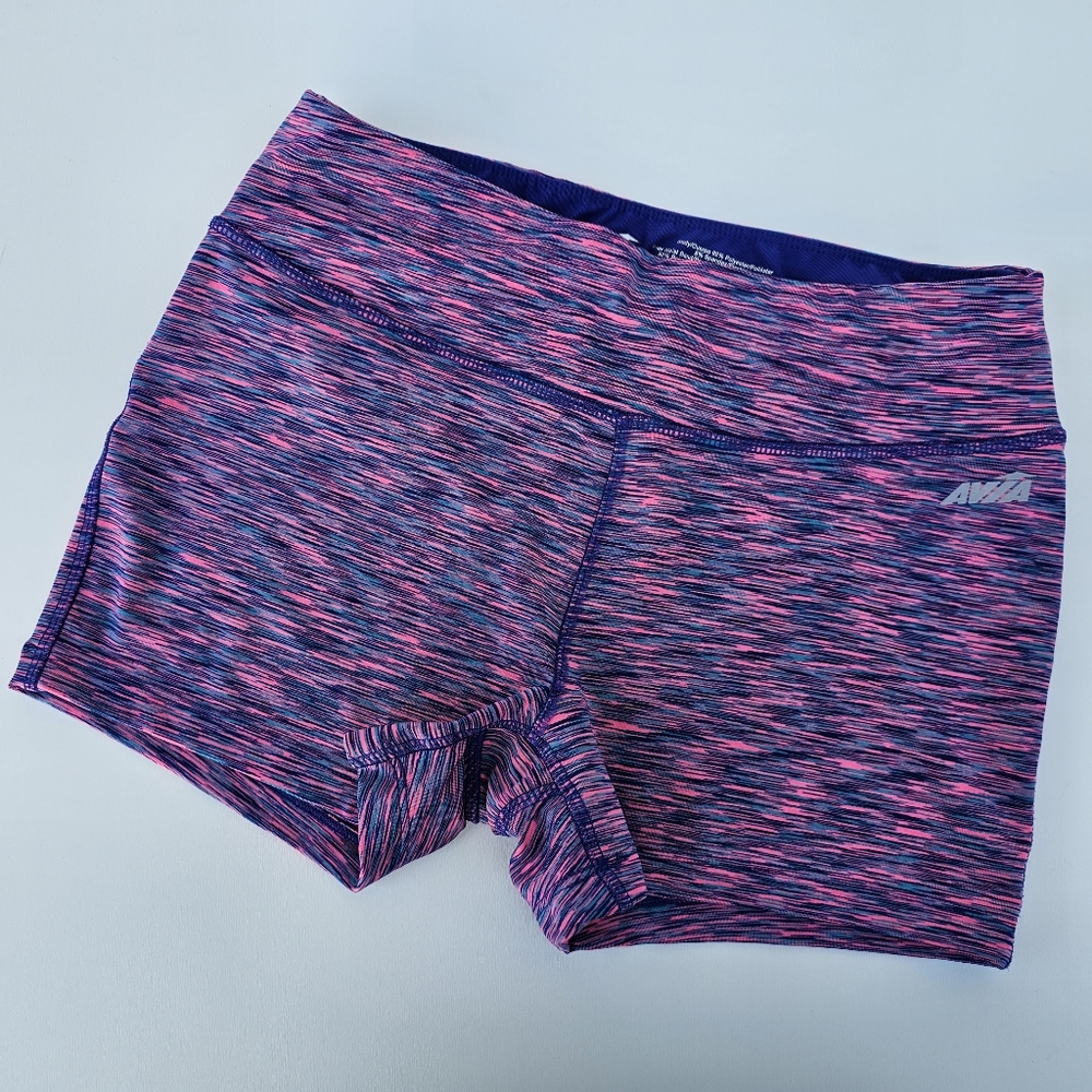 Avia S Women's Athletic running shorts Fitted Pink Purple Blue Marl knit